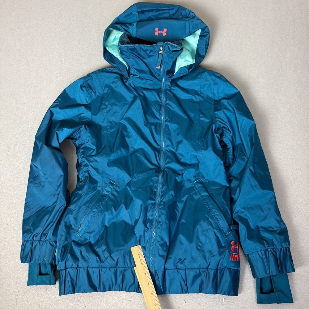 Under Armour MTN Ski Jacket Womens MD Teal Blue Hooded RECCO Snowboard
